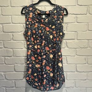 Motherhood Maternity Floral Sleeveless Top - Dark Blue and Coral